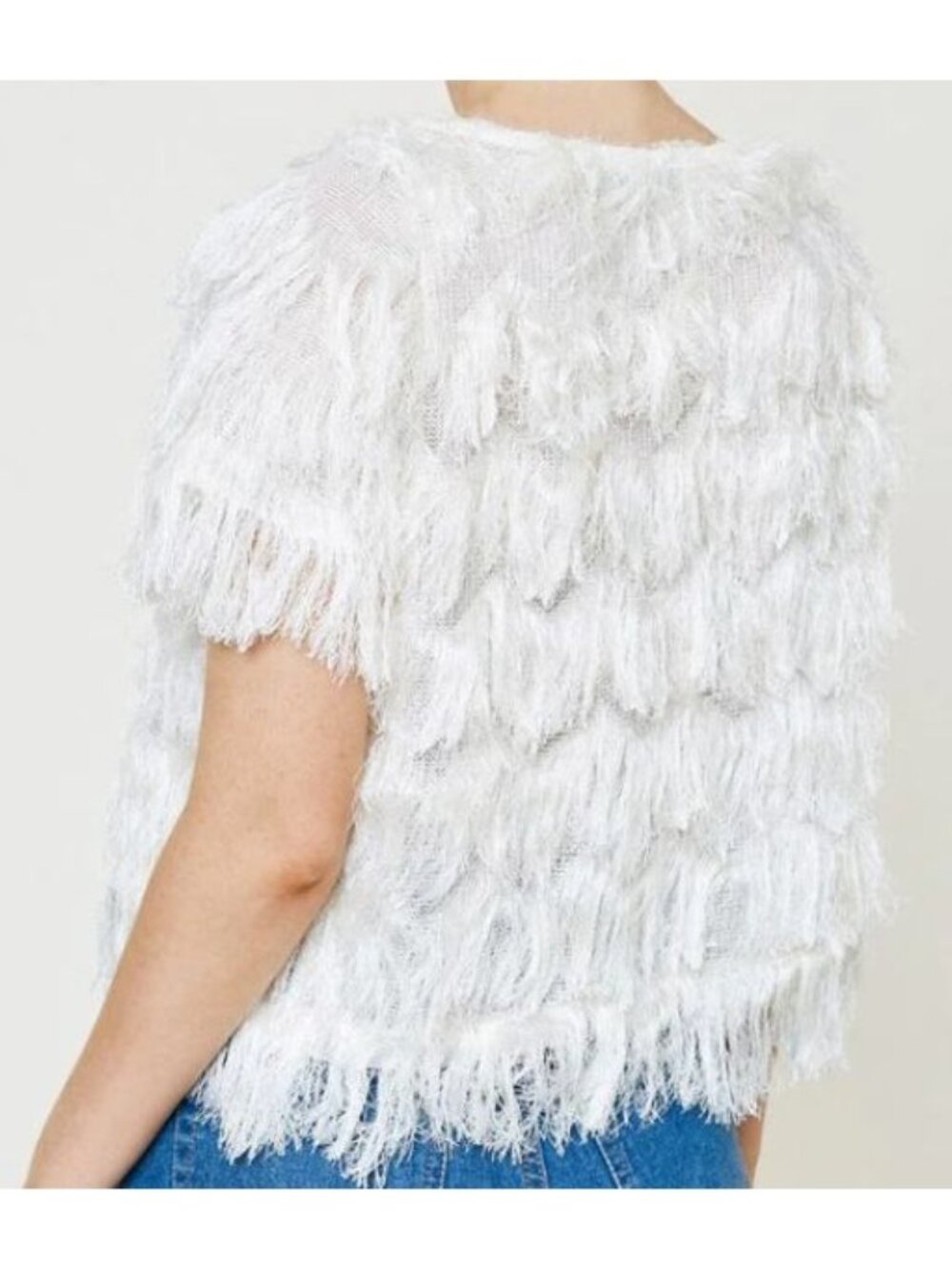 Hayden Los Angeles Womens Whimsical Crop Top-Cream-Size Small-GUC